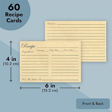 60-pack Of Juvale Recipe Cards Double Sided, Bulk Vintage Index Cards 4x6