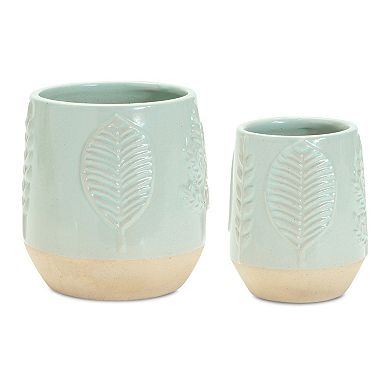 Melrose Leaves Planter Table Decor 2-piece Set