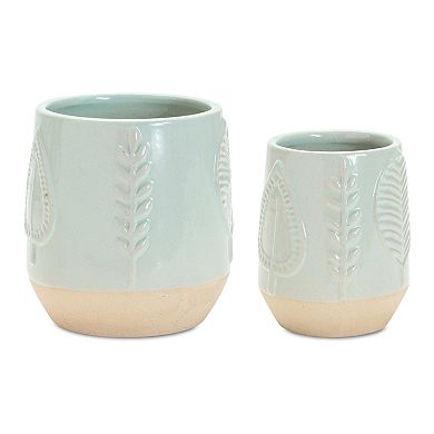 Melrose Leaves Planter Table Decor 2-piece Set