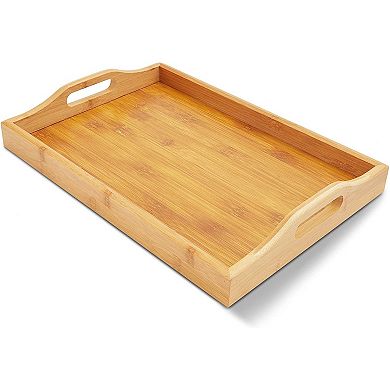 Wood Serving Tray with Handles for Breakfast in Bed (16 x 11 x 2 In)