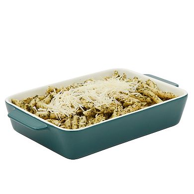 3 Pieces Ceramic Bakeware Set, Porcelain Casserole Dishes for Baking (Green, 3 Rectangular Sizes)