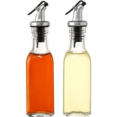Juvale Set Of 2, Oil And Vinegar Cruet Dispenser Set, Glass Bottles, 150 Ml Each