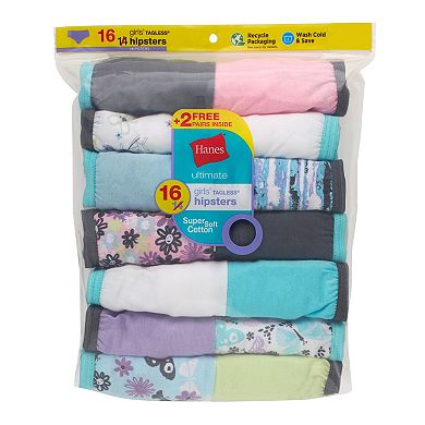 Girls 6-16 Hanes 14-pack +2 Bonus Pairs Cotton Hipsters