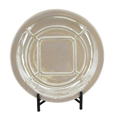A&B Home Shelby Iridescent Glaze Ceramic Charger Plate & Stand Table Decor