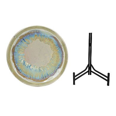 A&B Home Remy Reactive Glaze Ceramic Charger Plate & Stand Table Decor