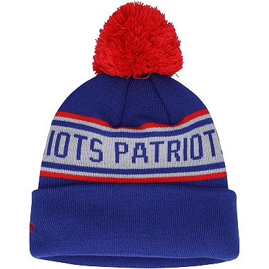 Youth New Era Navy New England Patriots Repeat Cuffed Knit Hat with Pom