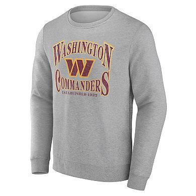 Men's Fanatics Branded Heather Gray Washington Commanders Playability Pullover Sweatshirt