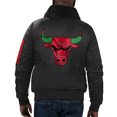 Men's Starter x Ty Mopkins Black Chicago Bulls Black History Month Satin Full-Zip Jacket