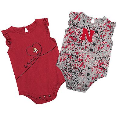 Girls Infant Colosseum Scarlet/Gray Nebraska Huskers Sweet Pea Two-Pack Bodysuit Set