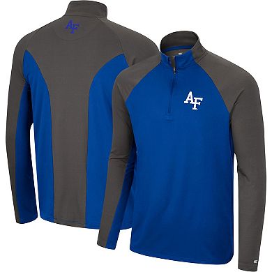 Men's Colosseum Royal/Charcoal Air Force Falcons Two Yutes Raglan Quarter-Zip Windshirt