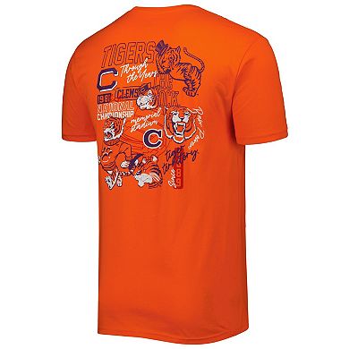 Men's Orange Clemson Tigers Vintage Through the Years Two-Hit T-Shirt