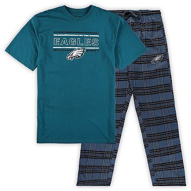 Men's Concepts Sport Midnight Green/Black Philadelphia Eagles Big & Tall Flannel Sleep Set