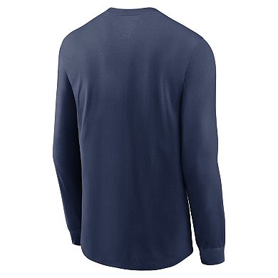 Men's Nike Navy Cleveland Guardians Over Arch Performance Long Sleeve T-Shirt