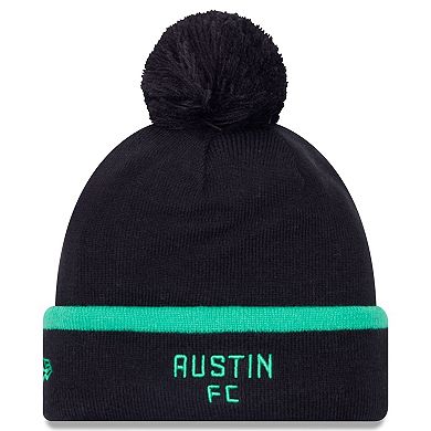 Men's New Era Black Austin FC Wordmark Kick Off Cuffed Knit Hat with Pom