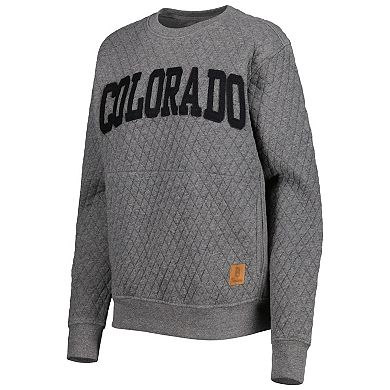 Women's Pressbox Heather Charcoal Colorado Buffaloes Moose Quilted Pullover Sweatshirt