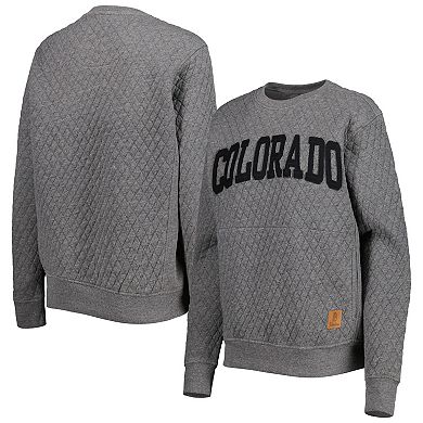 Women's Pressbox Heather Charcoal Colorado Buffaloes Moose Quilted Pullover Sweatshirt