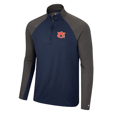 Men's Colosseum Navy/Charcoal Auburn Tigers Two Yutes Raglan Quarter-Zip Windshirt