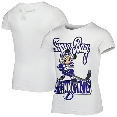 Girls Youth White Tampa Bay Lightning Mickey Mouse Go Team Go T-Shirt