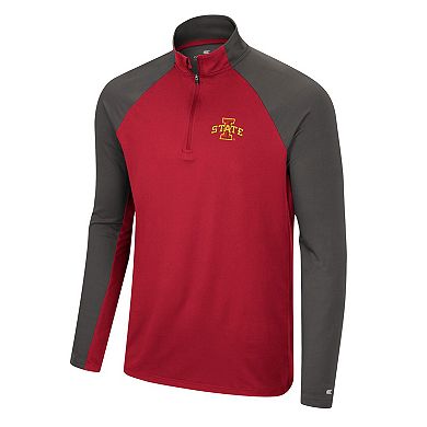 Men's Colosseum Cardinal/Charcoal Iowa State Cyclones Two Yutes Raglan Quarter-Zip Windshirt