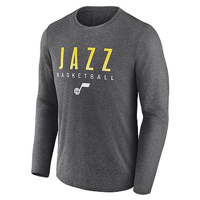 Men's Fanatics Branded Heather Charcoal Utah Jazz Where Legends Play Iconic Practice Long Sleeve T-Shirt