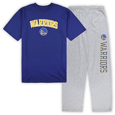 Men's Concepts Sport Royal/Heather Gray Golden State Warriors Big & Tall T-Shirt and Pajama Pants Sleep Set