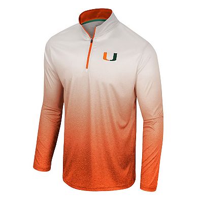 Men's Colosseum Orange/White Miami Hurricanes Laws of Physics Quarter-Zip Windshirt