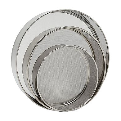 3-Piece Fine Mesh Sieve Strainer Set, Stainless Steel Professional Round Flour Sifters for Baking (3 Sizes)