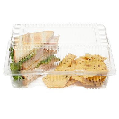 Clear Disposable Food Containers with Lids, Plastic Take Out Boxes (9x6x4 In, 50 Pack)