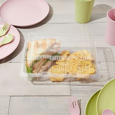 Clear Disposable Food Containers with Lids, Plastic Take Out Boxes (9x6x4 In, 50 Pack)