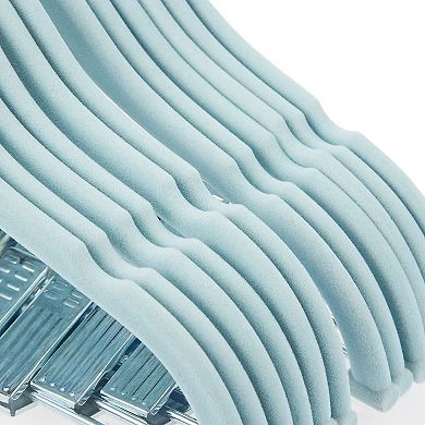 24 Pack Blue Velvet Clothes Hangers with Clips for Kids Closet, Nursery, 12 In