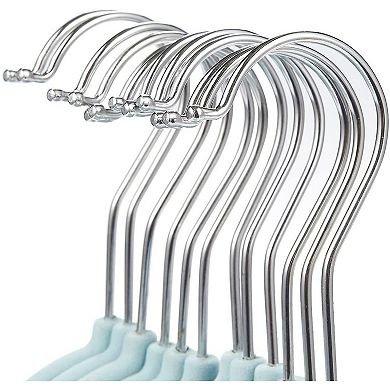 24 Pack Blue Velvet Clothes Hangers with Clips for Kids Closet, Nursery, 12 In