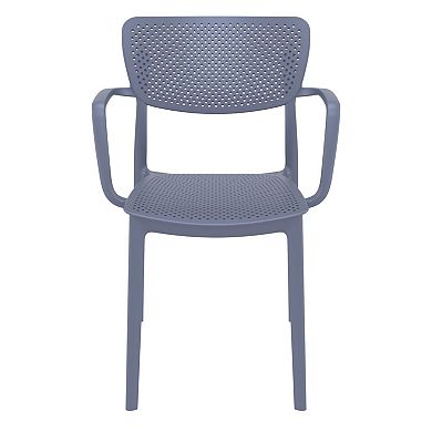 33" Gray Stackable Patio Dining Arm Chair