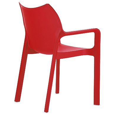 33" Red Outdoor Patio Solid Dining Arm Chair