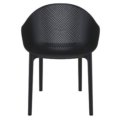 32" Black Solid Outdoor Polypropylene Dining Chair