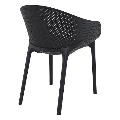 32" Black Solid Outdoor Polypropylene Dining Chair