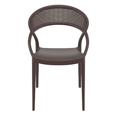 32.25" Brown Mesh Outdoor Patio Round Dining Chair