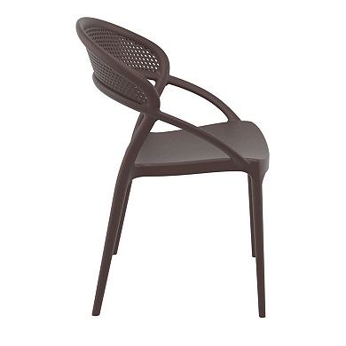 32.25" Brown Mesh Outdoor Patio Round Dining Chair