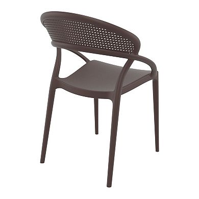 32.25" Brown Mesh Outdoor Patio Round Dining Chair