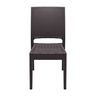 34" Brown Patio Wickerlook Stackable Dining Chair