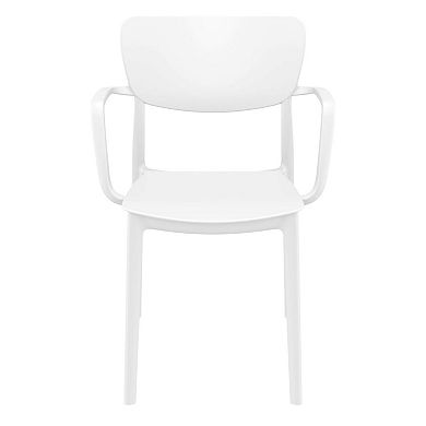 33" White Solid Stackable Patio Dining Arm Chair