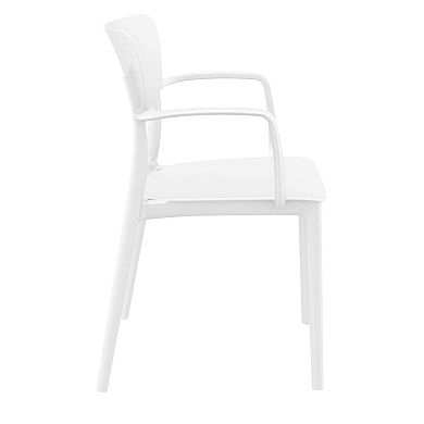 33" White Solid Stackable Patio Dining Arm Chair