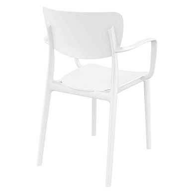 33" White Solid Stackable Patio Dining Arm Chair