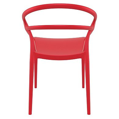 33" Red Outdoor Patio Round Dining Arm Chair