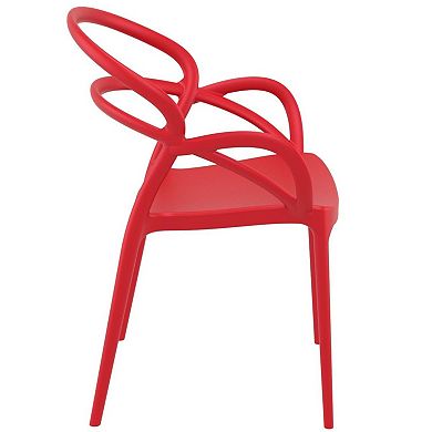 33" Red Outdoor Patio Round Dining Arm Chair