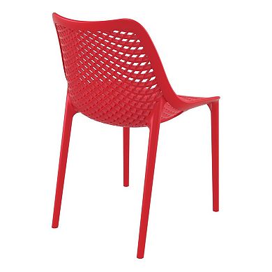 32.25" Red Stackable Outdoor Patio Dining Chair