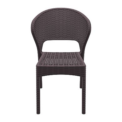 32" Brown Patio Wickerlook Stackable Dining Chair