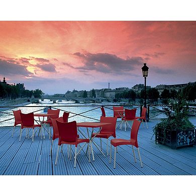 33.25" Red and White Stackable Outdoor Patio Dining Chair