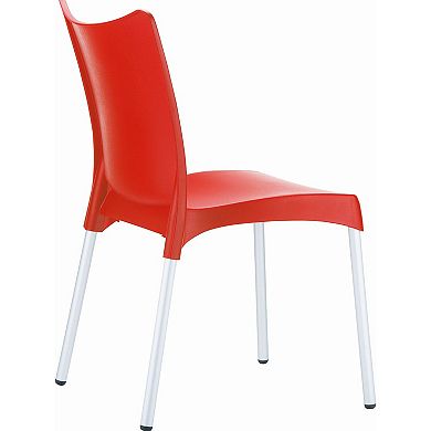 33.25" Red and White Stackable Outdoor Patio Dining Chair