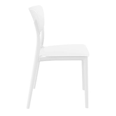 33" White Solid Stackable Patio Dining Chair