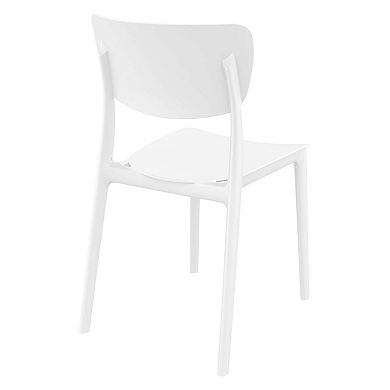 33" White Solid Stackable Patio Dining Chair